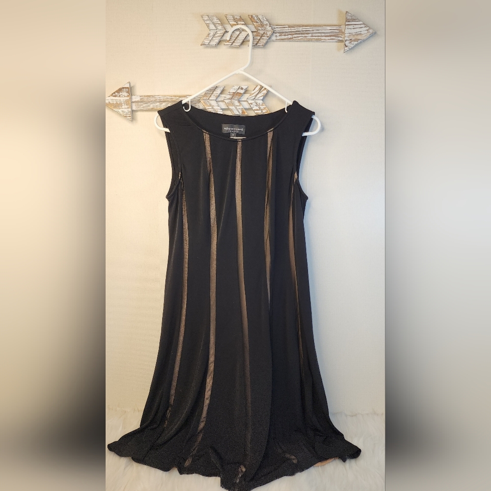 Connected Apparel Black Dress with Sheer Accents Size 12 - Picture 2 of 5